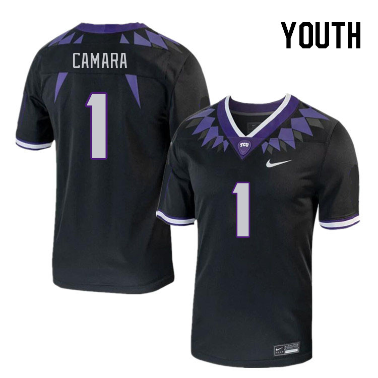 Youth #1 Abe Camara TCU Horned Frogs 2023 College Footbal Jerseys Stitched-Black - Click Image to Close